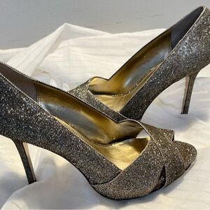 Nina Black and Silver Glitter Heels